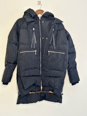Orolay Black Hooded Puffer Coat M